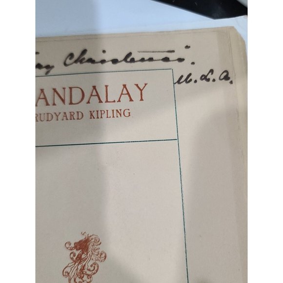 Mandalay By Rudyard Kipling 1899 First Edition Poem - Picture 10 of 12